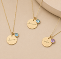 Personalized Boy & Girl Birthstone Necklace – Gold Plated, Stainless Steel or Sterling Silver 925
