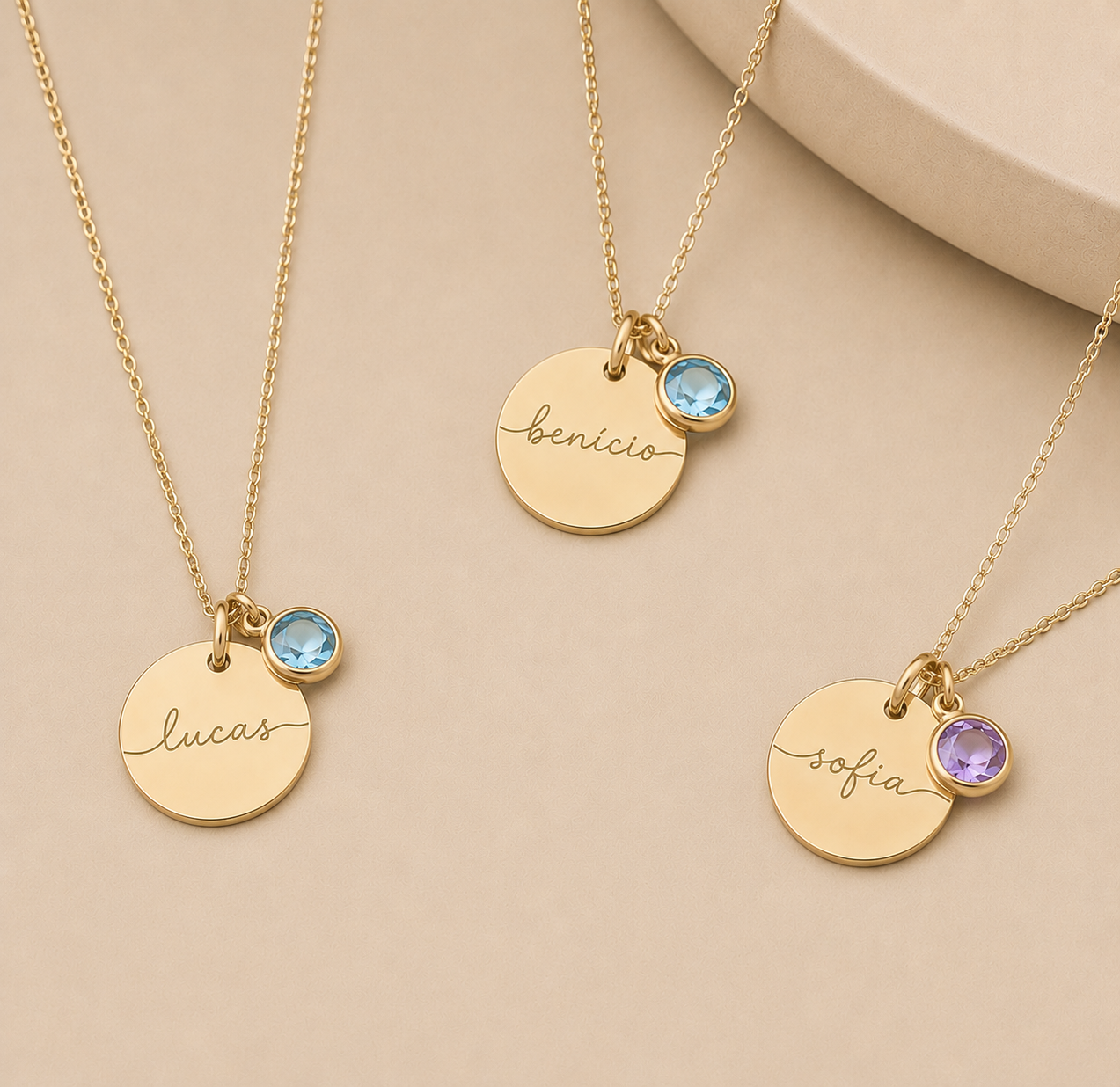 Personalized Boy & Girl Birthstone Necklace – Gold Plated, Stainless Steel or Sterling Silver 925
