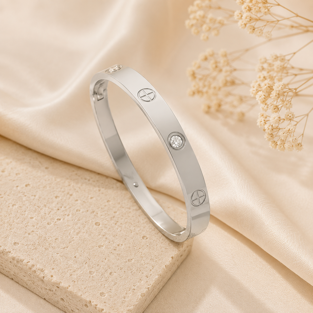 Silver Symbol Bangle Bracelet