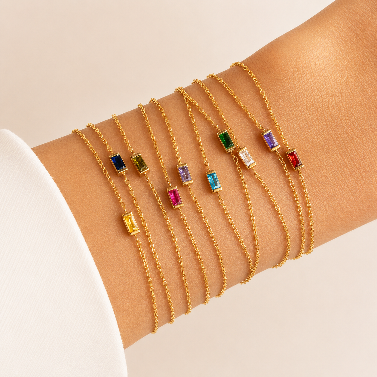 Gold Birthstone Bracelet in Stainless Steel – Personalized Minimalist Bracelet