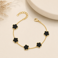 Black Clover Bracelet in Gold-Plated Stainless Steel – Minimalist Lucky Charm Bracelet